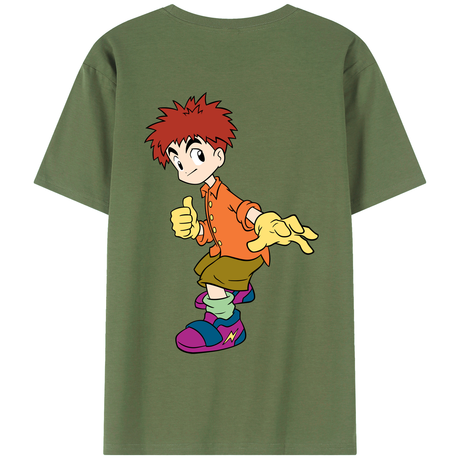（画像用） Digimon デジタルモンスター/デジモン 綿100％ メンズ半袖Tシャツ（バックプリント） 通気性